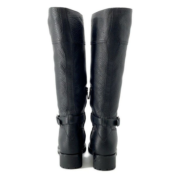 プラダ ブーツ レザー ロゴ レディースサイズ37 1/2 PRADA 靴 ロングブーツ 黒