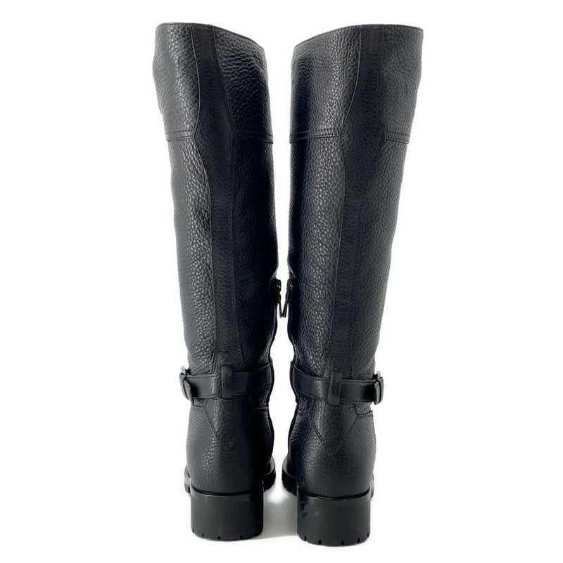 プラダ ブーツ レザー ロゴ レディースサイズ37 1/2 PRADA 靴 ロングブーツ 黒