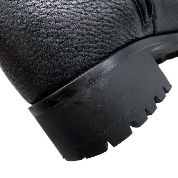 プラダ ブーツ レザー ロゴ レディースサイズ37 1/2 PRADA 靴 ロングブーツ 黒