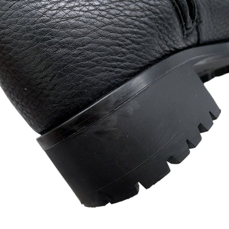 プラダ ブーツ レザー ロゴ レディースサイズ37 1/2 PRADA 靴 ロングブーツ 黒