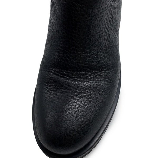 プラダ ブーツ レザー ロゴ レディースサイズ37 1/2 PRADA 靴 ロングブーツ 黒