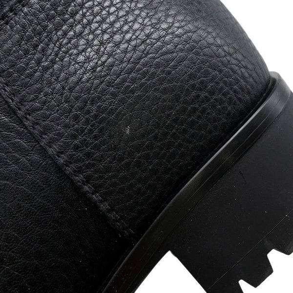 プラダ ブーツ レザー ロゴ レディースサイズ37 1/2 PRADA 靴 ロングブーツ 黒