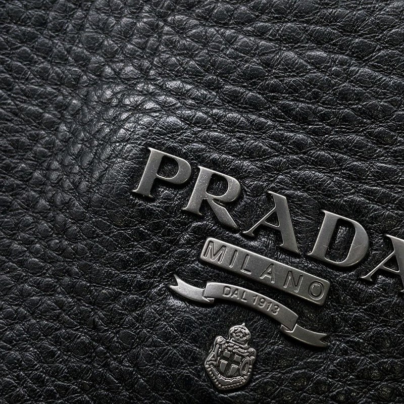 プラダ ブーツ レザー ロゴ レディースサイズ37 1/2 PRADA 靴 ロングブーツ 黒
