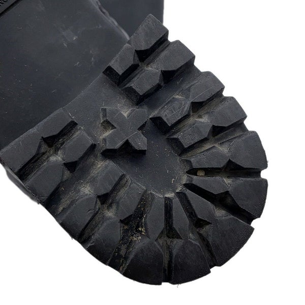 プラダ ブーツ レザー ロゴ レディースサイズ37 1/2 PRADA 靴 ロングブーツ 黒