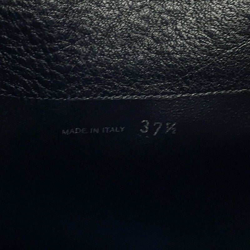 プラダ ブーツ レザー ロゴ レディースサイズ37 1/2 PRADA 靴 ロングブーツ 黒