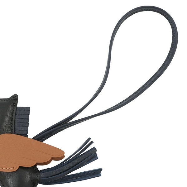 エルメス バッグチャーム ロデオPM ペガサス ブラック/ブルーニュイ/ゴールド ラムスキン W刻印 HERMES チャーム