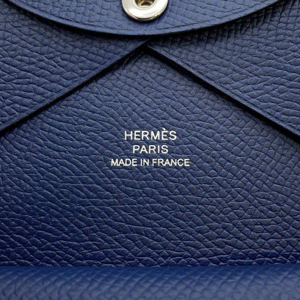 エルメス コインケース カルヴィ デュオ ブルーネイビー/シルバー金具 エプソン B刻印 HERMES 財布
