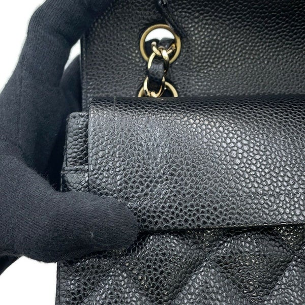 シャネル チェーンショルダーバッグ マトラッセ23 ココマーク ダブルチェーン キャビアスキン A01113 CHANEL 黒