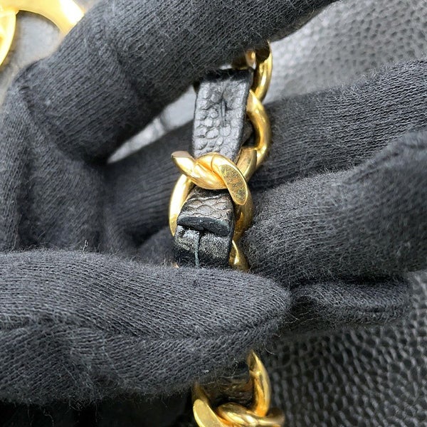 シャネル チェーントートバッグ ココマーク スーパーモデルバッグ キャビアスキン A01992 黒