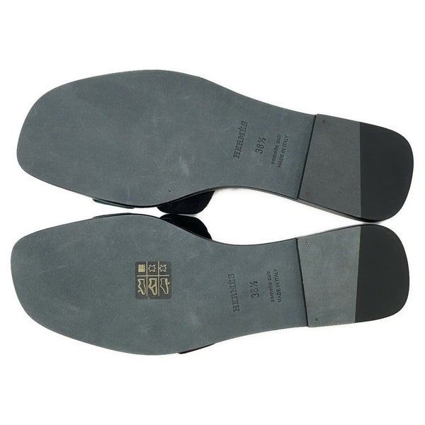 エルメス サンダル オラン ベルベット レディースサイズ38 1/2 HERMES 靴 黒