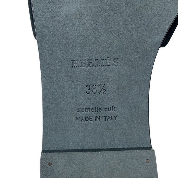 エルメス サンダル オラン ベルベット レディースサイズ38 1/2 HERMES 靴 黒