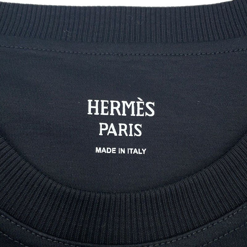 エルメス 半袖ワンピース 刺繍ポケット フレアドレス コットン レディースサイズ38 HERMES 黒 レース