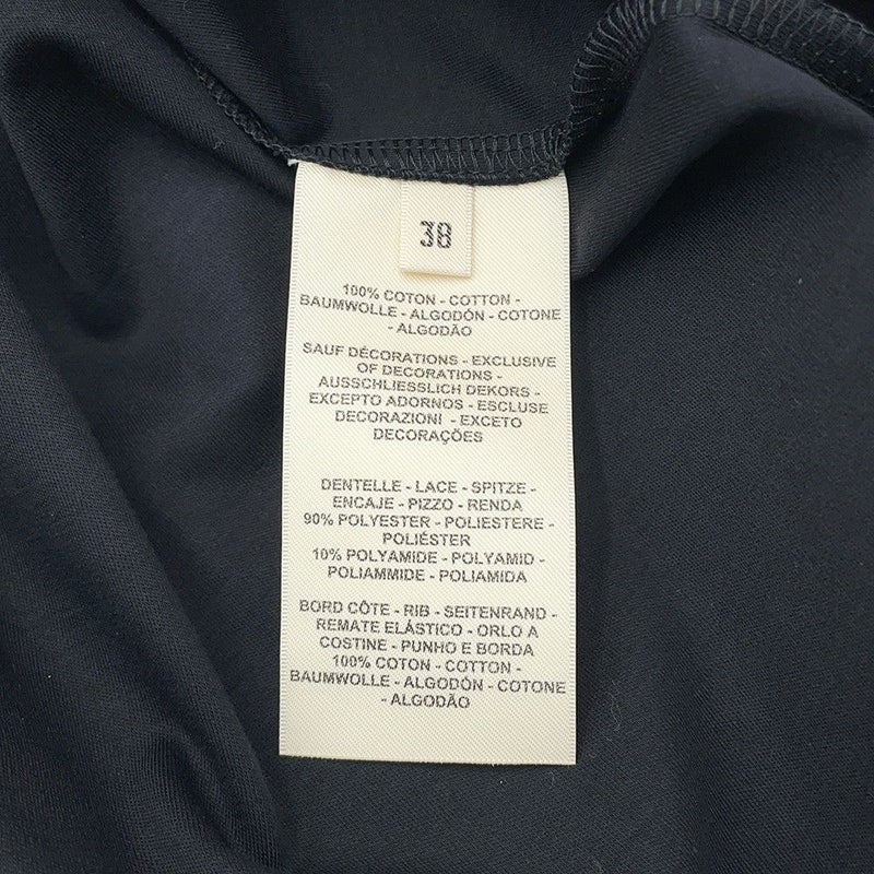 エルメス 半袖ワンピース 刺繍ポケット フレアドレス コットン レディースサイズ38 HERMES 黒 レース