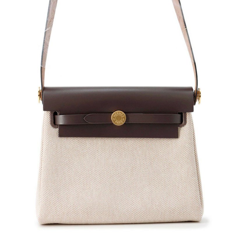 エルメス ショルダーバッグ エールバッグジップ ミニ エクリュ/エベンヌ/ゴールド金具 トワルミリタリー/ヴァッシュハンター K刻印