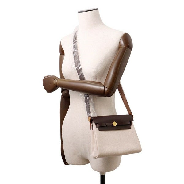 エルメス ショルダーバッグ エールバッグジップ ミニ エクリュ/エベンヌ/ゴールド金具 トワルミリタリー/ヴァッシュハンター K刻印