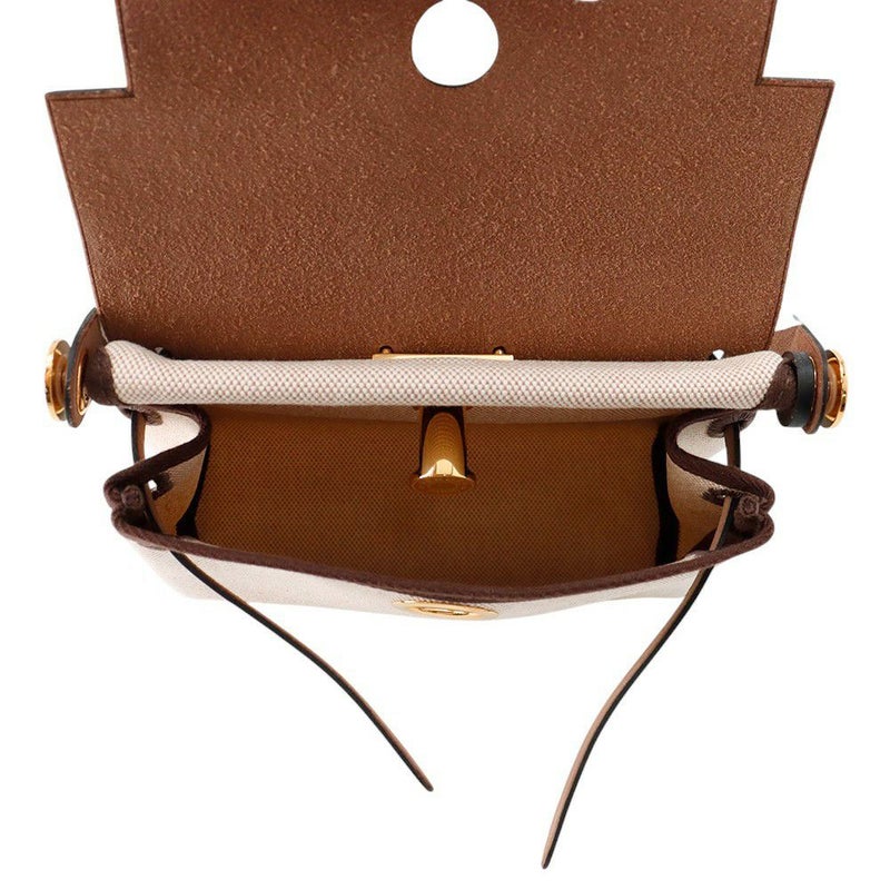 エルメス ショルダーバッグ エールバッグジップ ミニ エクリュ/エベンヌ/ゴールド金具 トワルミリタリー/ヴァッシュハンター K刻印