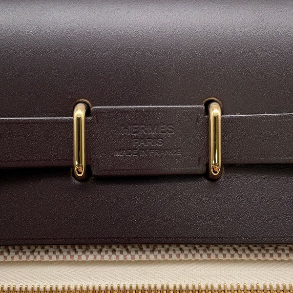 エルメス ショルダーバッグ エールバッグジップ ミニ エクリュ/エベンヌ/ゴールド金具 トワルミリタリー/ヴァッシュハンター K刻印