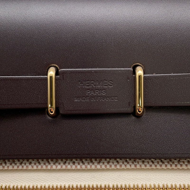 エルメス ショルダーバッグ エールバッグジップ ミニ エクリュ/エベンヌ/ゴールド金具 トワルミリタリー/ヴァッシュハンター K刻印