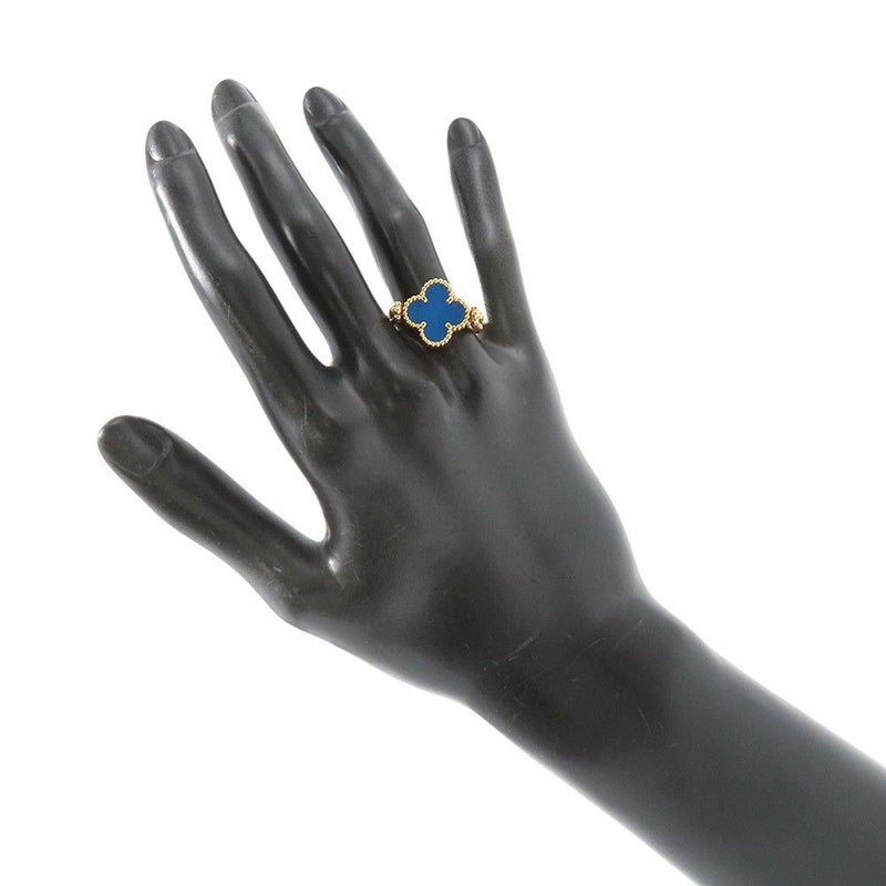 ヴァンクリーフ&アーペル リング アルハンブラ リバーシブル ギヨシェ ブルーアゲート/ダイヤ 1P 0.04ct K18YG