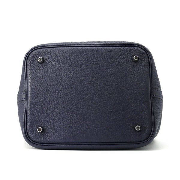 エルメス ハンドバッグ ピコタンロックMM ブルーニュイ/シルバー金具 トリヨンクレマンス D刻印