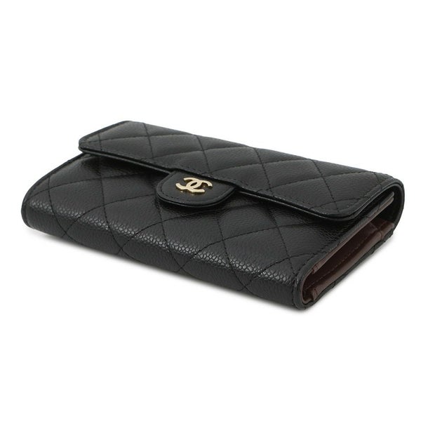 シャネル 三つ折り財布 マトラッセ ココマーク ミディアム ウォレット キャビアスキン AP0232 CHANEL 黒