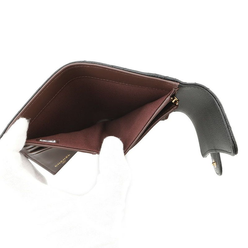 シャネル 三つ折り財布 マトラッセ ココマーク ミディアム ウォレット キャビアスキン AP0232 CHANEL 黒