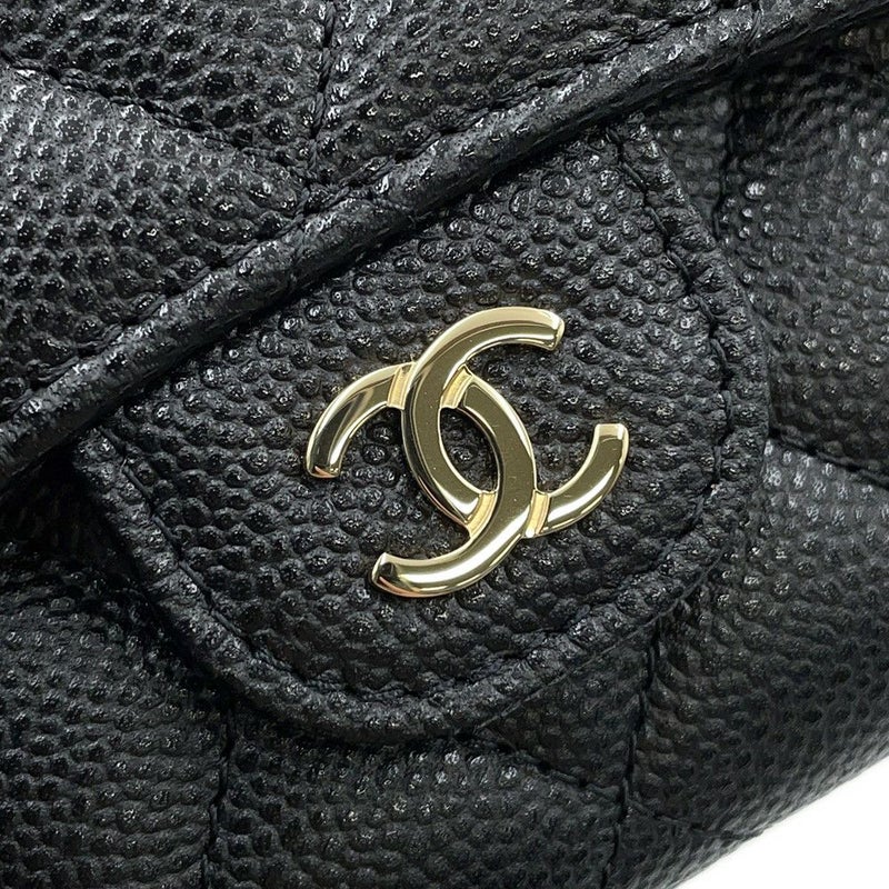 シャネル 三つ折り財布 マトラッセ ココマーク クラシック スモール フラップ ウォレット キャビアスキン AP0229 黒