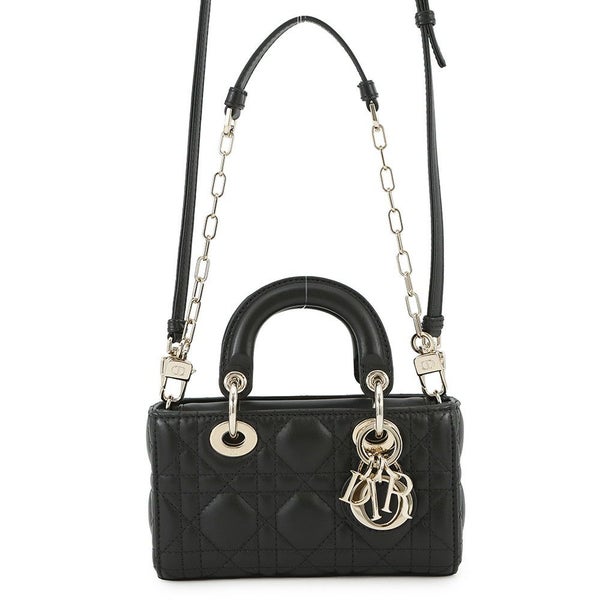 ディオール ハンドバッグ レディ D-JOY カナージュ マイクロ ラムスキン S0910ONGE Christian Dior 2way 黒