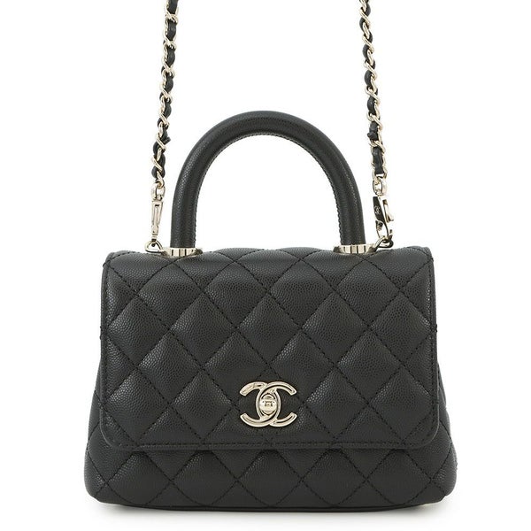 シャネル ハンドバッグ ココマーク マトラッセ ココハンドル XXS キャビアスキン AS2215 CHANEL 2way 黒