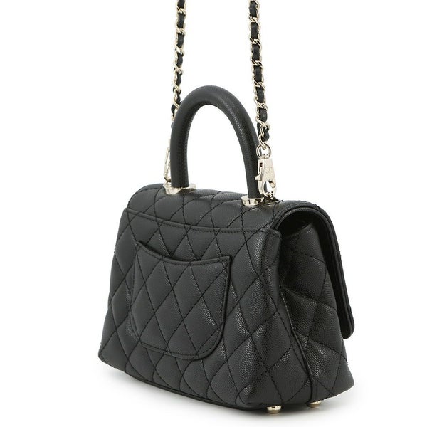 シャネル ハンドバッグ ココマーク マトラッセ ココハンドル XXS キャビアスキン AS2215 CHANEL 2way 黒