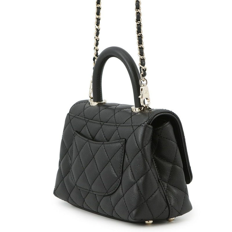 シャネル ハンドバッグ ココマーク マトラッセ ココハンドル XXS キャビアスキン AS2215 CHANEL 2way 黒