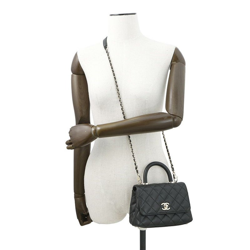 シャネル ハンドバッグ ココマーク マトラッセ ココハンドル XXS キャビアスキン AS2215 CHANEL 2way 黒