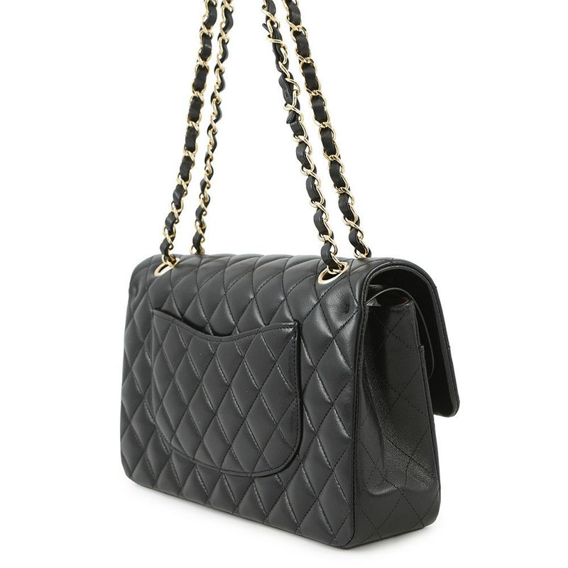 シャネル チェーンショルダーバッグ マトラッセ25 ココマーク ダブルチェーン ラムスキン A01112 CHANEL 黒
