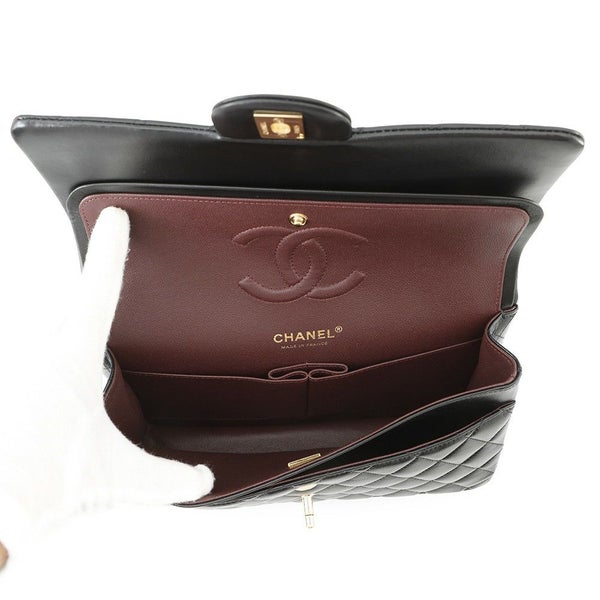 シャネル チェーンショルダーバッグ マトラッセ25 ココマーク ダブルチェーン ラムスキン A01112 CHANEL 黒