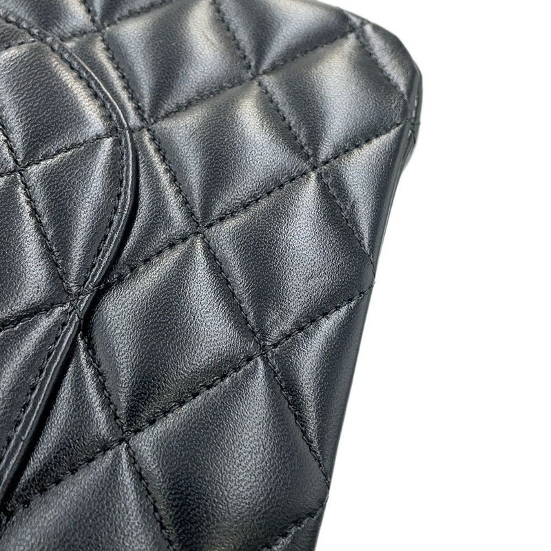 シャネル チェーンショルダーバッグ マトラッセ25 ココマーク ダブルチェーン ラムスキン A01112 CHANEL 黒