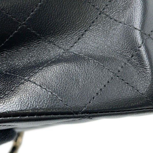 シャネル チェーンショルダーバッグ マトラッセ25 ココマーク ダブルチェーン ラムスキン A01112 CHANEL 黒
