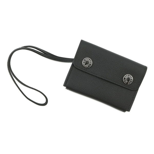 エルメス カードケース エルメスナップ カードケース ブラック/シルバー金具 エプソン W刻印 HERMES 名刺入れ 黒