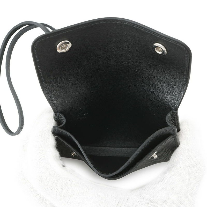 エルメス カードケース エルメスナップ カードケース ブラック/シルバー金具 エプソン W刻印 HERMES 名刺入れ 黒