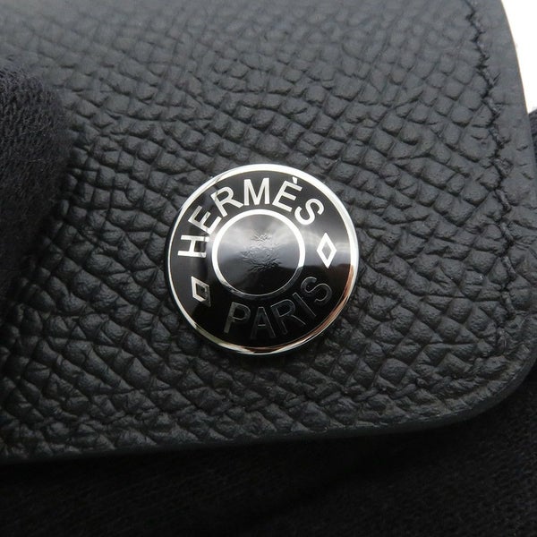 エルメス カードケース エルメスナップ カードケース ブラック/シルバー金具 エプソン W刻印 HERMES 名刺入れ 黒