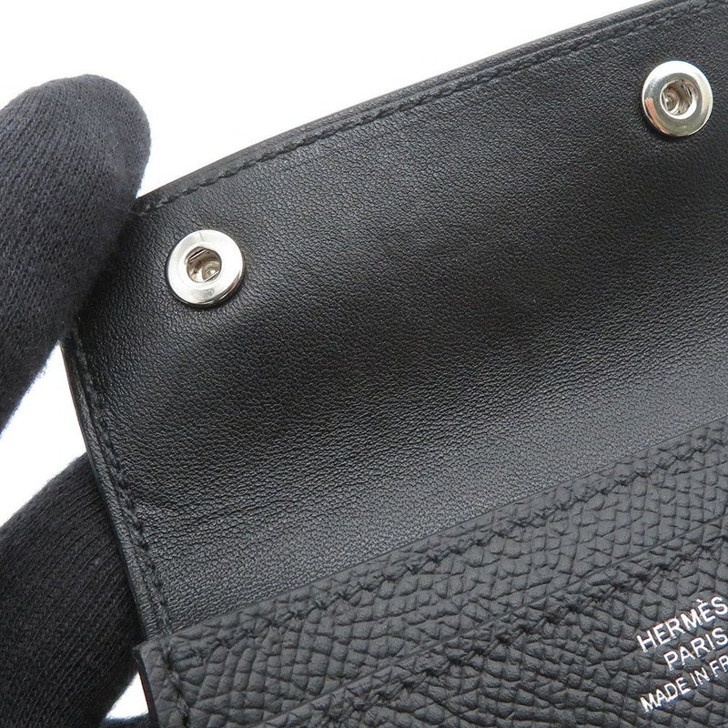 エルメス カードケース エルメスナップ カードケース ブラック/シルバー金具 エプソン W刻印 HERMES 名刺入れ 黒