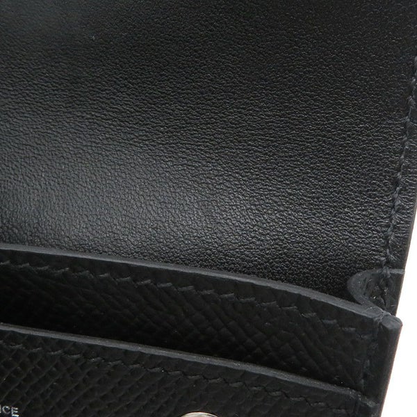 エルメス カードケース エルメスナップ カードケース ブラック/シルバー金具 エプソン W刻印 HERMES 名刺入れ 黒