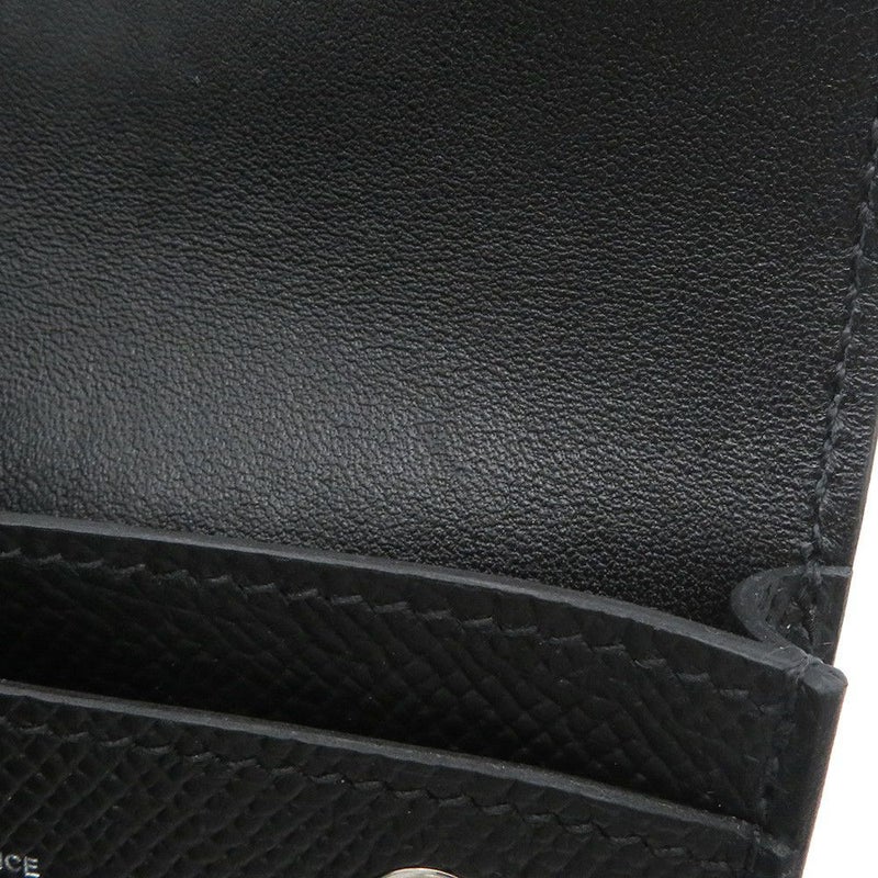 エルメス カードケース エルメスナップ カードケース ブラック/シルバー金具 エプソン W刻印 HERMES 名刺入れ 黒