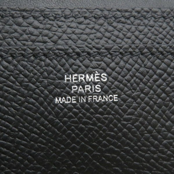 エルメス カードケース エルメスナップ カードケース ブラック/シルバー金具 エプソン W刻印 HERMES 名刺入れ 黒