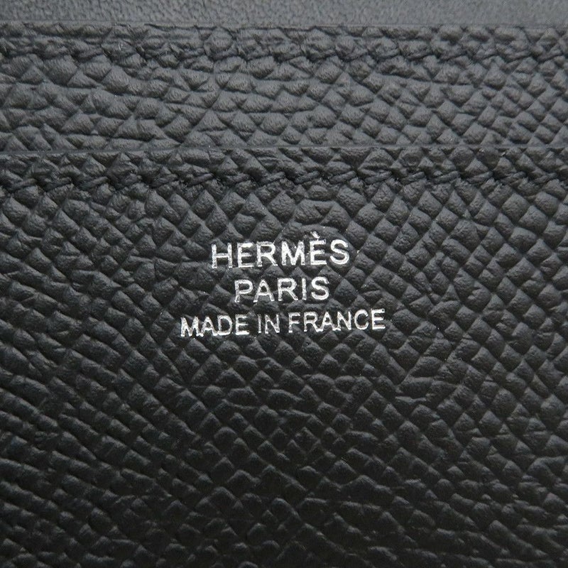 エルメス カードケース エルメスナップ カードケース ブラック/シルバー金具 エプソン W刻印 HERMES 名刺入れ 黒