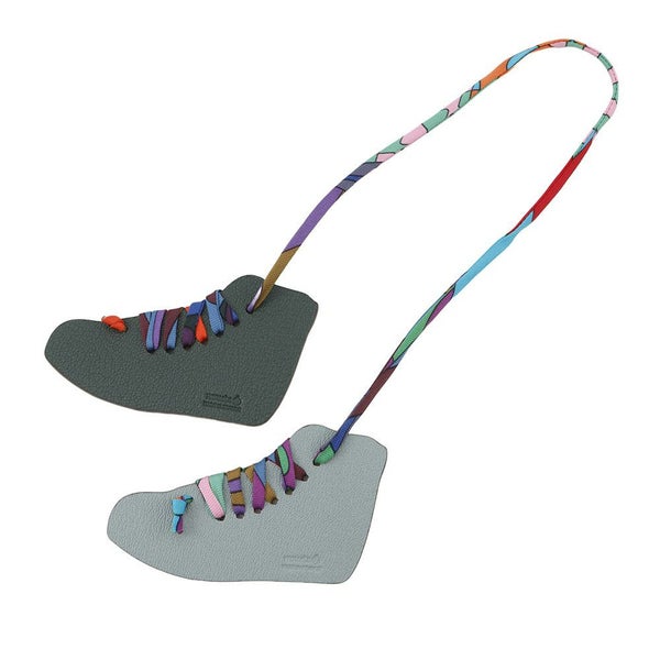 エルメス キーホルダー プティアッシュ スニーカー ピンク/グリーン/マルチカラー スイフト/シェブルミゾル/シルク HERMES チャーム