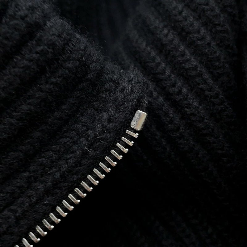 エルメス ニット Hモチーフ ジップアップブルゾン ウール レディースサイズ34 HERMES カーディガン 黒