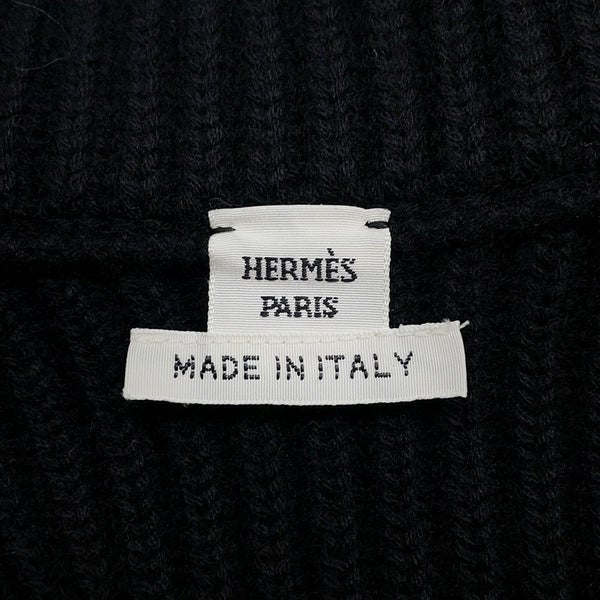 エルメス ニット Hモチーフ ジップアップブルゾン ウール レディースサイズ34 HERMES カーディガン 黒