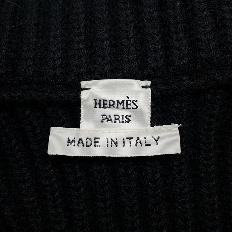 エルメス ニット Hモチーフ ジップアップブルゾン ウール レディースサイズ34 HERMES カーディガン 黒