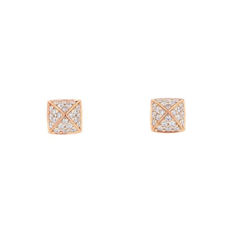 エルメス ピアス クルー・ドゥ・H ダイヤモンド 48P 計0.2ct K18PGピンクゴールド HERMES スタッドピアス Clou d H Earrings