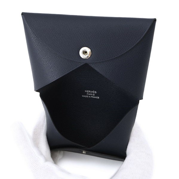 エルメス カードケース カルヴィ ブルーニュイ ヴォーマダム W刻印 HERMES 名刺入れ